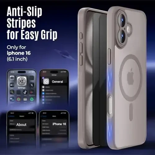 iPhone 16 uchun Symcele dizayndagi g‘ilof, MagSafe bilan mos, X2 Privacy Screen himoyachilari bilan, [Kamera himoyasi] [15FT tushishdan himoya] zarbga chidamli telefon g‘ilofi, 6.1