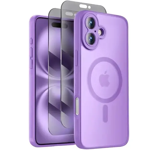 iPhone 16 uchun Symcele dizayni, MagSafe bilan mos, X2 maxfiylik ekran himoyachilari, [Kamera himoyasi] [15FT Harbiy tomchi himoyasi] Zarba o'tkazmaydigan telefon qutisi, 6.1