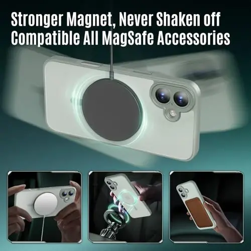 iPhone 16 uchun Symcele g'ilofi, MagSafe bilan mos, X2 Maxfiylik ekran himoyachilari bilan, [Kamera himoyasi] [15FT Harbiy tomchidan himoya] Zarba o'tkazmaydigan telefon g'ilofi, 6.1