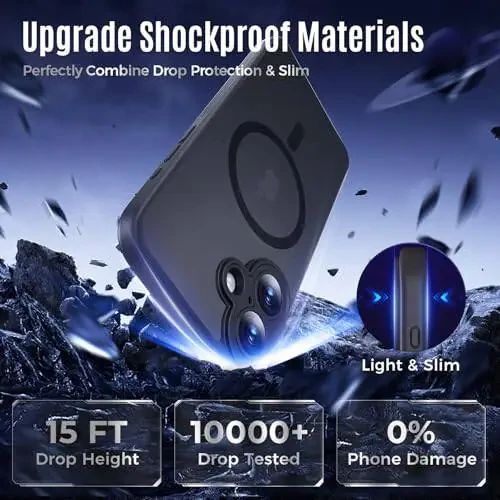 iPhone 16 uchun Symcele qutisi, MagSafe bilan mos, X2 Maxfiylik Ekran himoyachilari bilan, [Kamera himoyasi] [15FT Harbiy tomchidan himoya] Zarbadan himoya qiluvchi telefon qutisi, 6.1