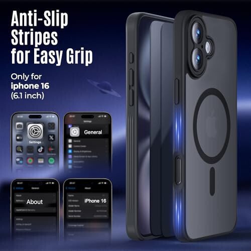 iPhone 16 uchun Symcele qutisi, MagSafe bilan mos, X2 Maxfiylik Ekran himoyachilari bilan, [Kamera himoyasi] [15FT Harbiy tomchidan himoya] Zarbadan himoya qiluvchi telefon qutisi, 6.1