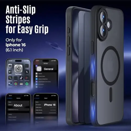 iPhone 16 uchun Symcele qutisi, MagSafe bilan mos, X2 Maxfiylik Ekran himoyachilari bilan, [Kamera himoyasi] [15FT Harbiy tomchidan himoya] Zarbadan himoya qiluvchi telefon qutisi, 6.1