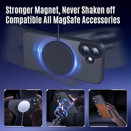 iPhone 16 uchun Symcele qutisi, MagSafe bilan mos, X2 Maxfiylik Ekran himoyachilari bilan, [Kamera himoyasi] [15FT Harbiy tomchidan himoya] Zarbadan himoya qiluvchi telefon qutisi, 6.1