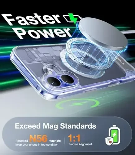 iPhone 16 uchun TORRAS Diamond Clear gʻilofi | Kuchli magnit va choksiz stend, MagSafe uchun mos, harbiy darajadagi zarbadan himoya, mustahkam sozlanishi oʻrnatilgan tayanch, ingichka sargʻayishga qarshi - 4