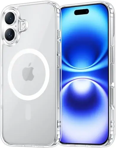 iPhone 16 учун Temdan tiniq holat, [Magsafe bilan mos][Sararmaydigan][Harbiy darajada himoya] iPhone 16 учун zarbaga chidamli yupqa magnit telefon holati, Shaffof - 1