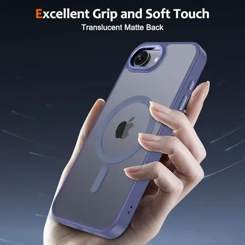 Anuck Case for iPhone 16e Case Magnetic Phone Case Compatible with MagSafe, Soft TPU Bumper Hard Translucent Matte Back Slim Fit Shockproof Protective Cover for Men Women Girls - Blue - 5