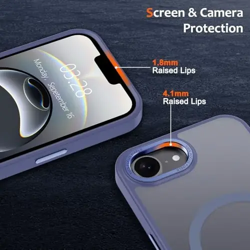 Anuck Case for iPhone 16e Case Magnetic Phone Case Compatible with MagSafe, Soft TPU Bumper Hard Translucent Matte Back Slim Fit Shockproof Protective Cover for Men Women Girls - Blue - 3