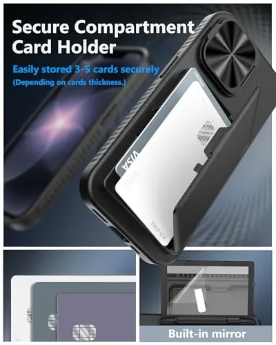 ATATOO for iPhone 16e Case Wallet, Built-in Card Holder (3-5 Cards) & Stand & Camera Cover, Military Grade Protection Rugged Silicone Kickstand Phone Case for iPhone 16e 6.1
