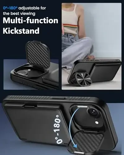 ATATOO for iPhone 16e Case Wallet, Built-in Card Holder (3-5 Cards) & Stand & Camera Cover, Military Grade Protection Rugged Silicone Kickstand Phone Case for iPhone 16e 6.1