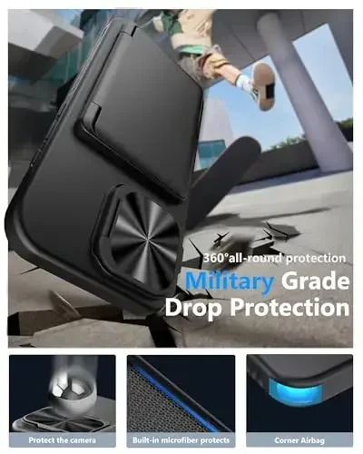 ATATOO for iPhone 16e Case Wallet, Built-in Card Holder (3-5 Cards) & Stand & Camera Cover, Military Grade Protection Rugged Silicone Kickstand Phone Case for iPhone 16e 6.1