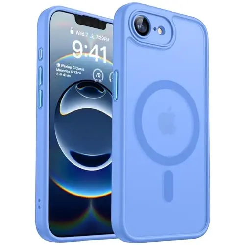 CANSHN Magnetic for iPhone 16e Case, Upgraded [Full Camera Protection] [Compatible with Magsafe] [Translucent Matte] Shockproof Protective Phone Case for iPhone 16e - Ultramarine - 1