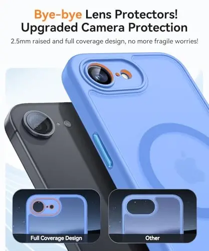 CANSHN Magnetic for iPhone 16e Case, Upgraded [Full Camera Protection] [Compatible with Magsafe] [Translucent Matte] Shockproof Protective Phone Case for iPhone 16e - Ultramarine - 3