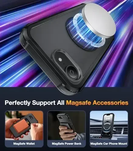 Diaclara Magnetic Designed for iPhone 16e Case, Full Body Rugged Case with Built-in Screen Protector,[Compatible with MagSafe] Soft TPU Bumper Cover for iPhone 16 E 6.1