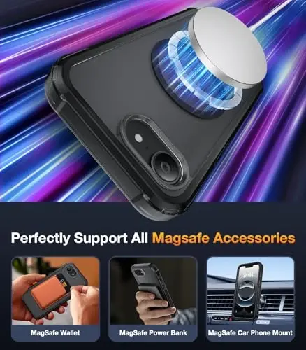 Diaclara Magnetic Designed for iPhone 16e Case, Full Body Rugged Case with Built-in Screen Protector,[Compatible with MagSafe] Soft TPU Bumper Cover for iPhone 16 E 6.1