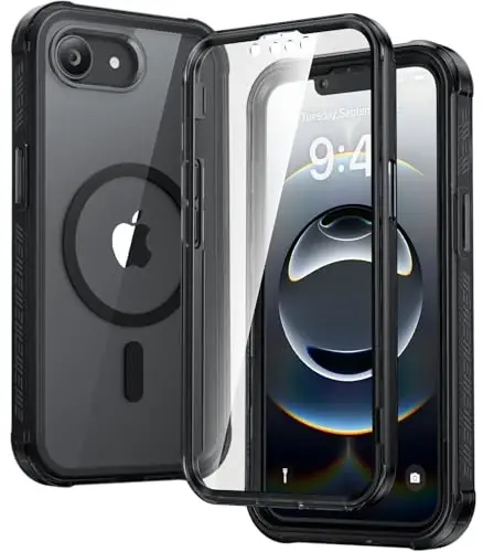 Diaclara Magnetic Designed for iPhone 17e Case & iPhone 16e Case, Full Body Rugged Case with Built-in Screen Protector,[Compatible with MagSafe] Soft Bumper for iPhone 16 17 E 6.1