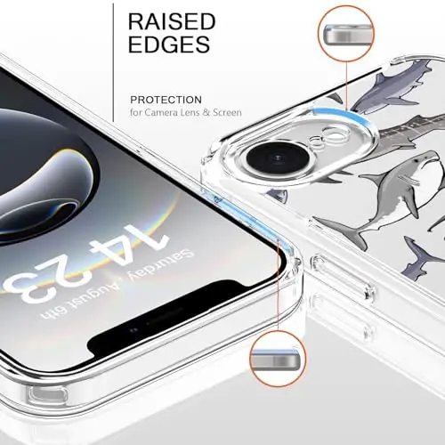bicol for iPhone 16e Case with Screen Protector, Enhanced Camera Protection, Crystal Acrylic Clear with Fashionable Pattern Designs for Girls Women, Slim Fit Protective Phone Cover, Beautiful Whales - 2