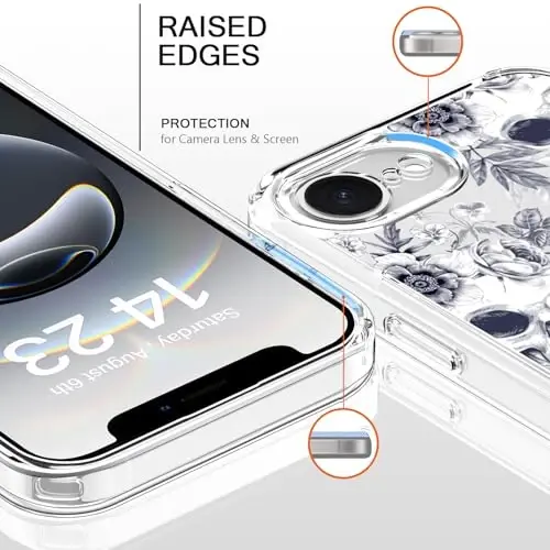 bicol for iPhone 16e Case with Screen Protector, Enhanced Camera Protection, Crystal Acrylic Clear with Fashionable Pattern Designs for Girls Women, Slim Fit Protective Phone Cover, Elegant Skulls - BICOL (1)