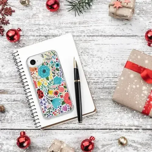 bicol for iPhone 16e Case with Screen Protector, Enhanced Camera Protection, Crystal Acrylic Clear with Fashionable Designs for Girls Women, Slim Fit Protective Phone Cover, Multi-Colored Blossoms - 6