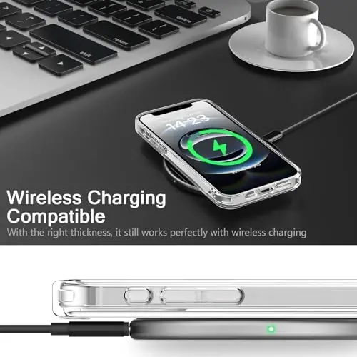 bicol for iPhone 16e Case with Screen Protector, Enhanced Camera Protection, Crystal Acrylic Clear with Fashionable Pattern Designs for Girls Women, Slim Fit Protective Phone Cover, Elegant Fishes - 4