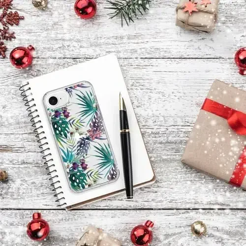 bicol for iPhone 16e Case with Screen Protector, Enhanced Camera Protection, Crystal Acrylic Clear with Fashionable Designs for Girls Women, Slim Fit Protective Phone Cover,Colored Tropical Leaves - 6