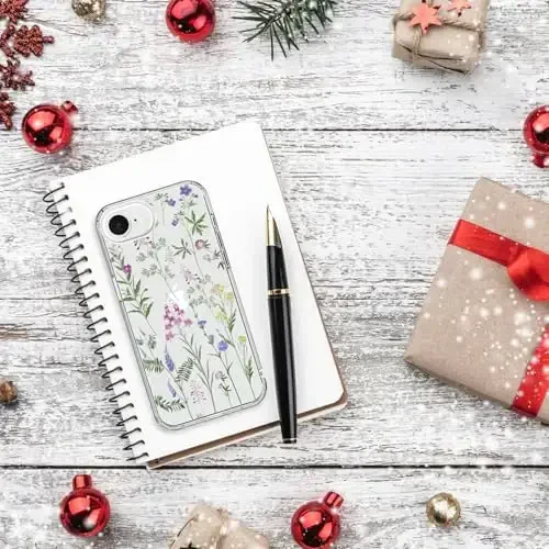 bicol for iPhone 16e Case with Screen Protector, Enhanced Camera Protection, Crystal Acrylic Clear with Fashionable Designs for Girls Women, Slim Fit Protective Phone Cover, Little Flowers Leaves - 6