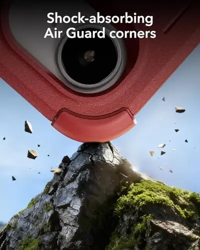 ESR for iPhone 16e Case, 7X Military-Grade Drop Protection, Shock-Absorbing Rugged Cover, MagSafe Accessories Compatible, Cyber Series, Red - 5