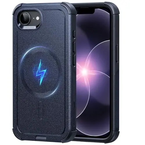 ESR for iPhone 16e Case, 7X Military-Grade Drop Protection, Shock-Absorbing Rugged Cover, MagSafe Accessories Compatible, Cyber Series, Navy Blue 