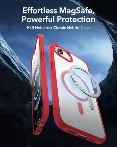 ESR for iPhone 16e Case, Compatible with MagSafe, Shockproof Military-Grade Protection, Magnetic Phone Case for iPhone 16e, Classic Hybrid Case (HaloLock),Frosted Red - ESR