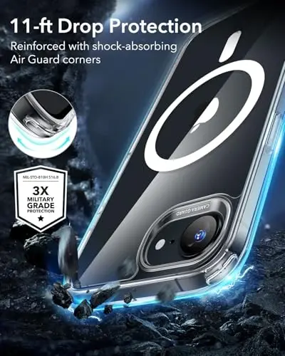 ESR for iPhone 16e Case, Compatible with MagSafe, Shockproof Military-Grade Protection, Magnetic Phone Case for iPhone 16e, Classic Hybrid Case,Clear - 4