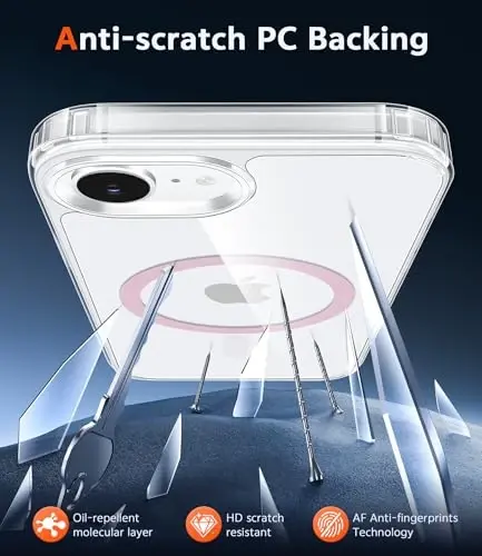 FNTCASE for iPhone 16e Case Clear: Magnetic Phone Cases Compatible with Magsafe Slim Anti Yellowing Military Grade Drop Protection Rugged Shockproof Protective Transparent Cell Cover (D-Pink) - 5