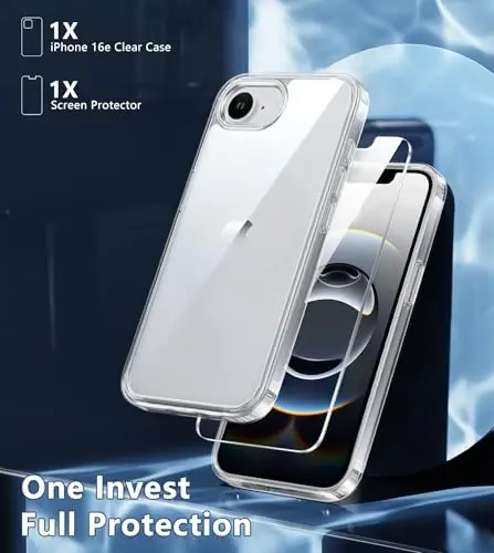 FNTCASE for iPhone 16e Case Clear: Phone Cases Compatible with Magsafe Slim Anti Yellowing Military Grade Drop Protection Rugged Shockproof Protective Transparent Cell Phone Cover (B-Clear) - 3