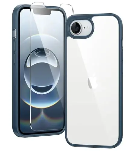 FNTCASE for iPhone 17e & iPhone 16e Case Clear: Phone Cases Compatible with Magsafe Slim Anti Yellowing Military Grade Drop Protection Rugged Shockproof Protective Transparent Phone Cover (D-Blue) 