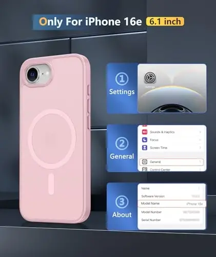 FNTCASE for iPhone 16e Phone Case: iPhone 16E 2025 Magnetic Matte Military Grade Drop Protection Phone Cover | Slim Anti-Slip Durable Shockproof Cases - 2