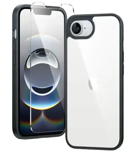 FNTCASE for iPhone 16e Case Clear: Phone Cases Compatible with Magsafe Slim Anti Yellowing Military Grade Drop Protection Rugged Shockproof Protective Transparent Cell Phone Cover (D-Black) 
