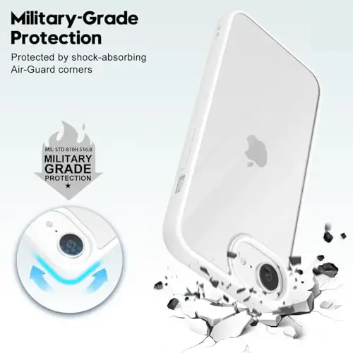 LoeoeL for iPhone 16e Case Clear, Transparent Hybrid 16e Phone Case [Hard Plastic & Soft Silicone Bumper] Acrylic Non Yellowing Thin Slim Protective Cover for Women, White - 6