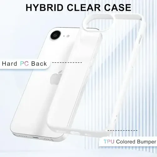 LoeoeL for iPhone 16e Case Clear, Transparent Hybrid 16e Phone Case [Hard Plastic & Soft Silicone Bumper] Acrylic Non Yellowing Thin Slim Protective Cover for Women, White - 3