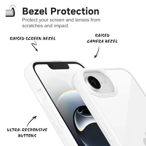 iPhone 16e için LoeoeL Kılıf Şeffaf, Transparan Hibrit 16e Telefon Kılıfı [Sert Plastik & Yumuşak Silikon Tampon] Akrilik Sararmayan İnce Dar Koruyucu Kadınlar için Kapak, Beyaz - 4