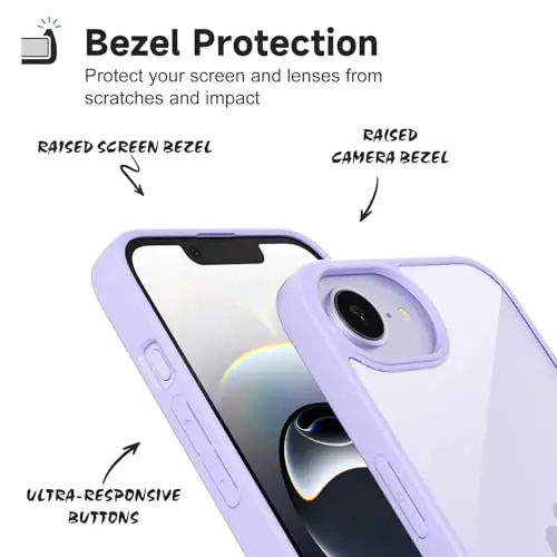iPhone 16e için LoeoeL Kılıfı Şeffaf, Transparan Hibrit 16e Telefon Kılıfı [Sert Plastik ve Yumuşak Silikon Tampon] Akrilik Sararmayan İnce Şık Kadınlar için Koruyucu Kapak, Mor Lavanta - 4