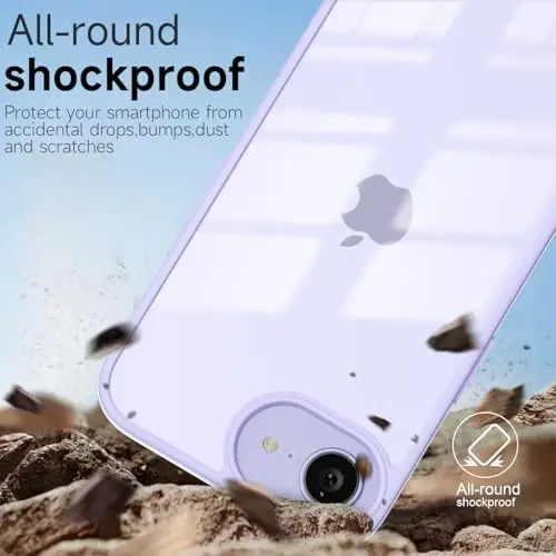 iPhone 16e için LoeoeL Kılıfı Şeffaf, Transparan Hibrit 16e Telefon Kılıfı [Sert Plastik ve Yumuşak Silikon Tampon] Akrilik Sararmayan İnce Şık Kadınlar için Koruyucu Kapak, Mor Lavanta - 6