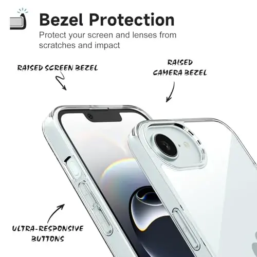 iPhone 16e için LoeoeL Kılıfı Şeffaf, Transparan Hibrit 16e Telefon Kılıfı [Sert Plastik & Yumuşak Silikon Tampon] Akrilik Sararmayan İnce Koruyucu Kapak Kadınlar için, Kristal Şeffaf - 4
