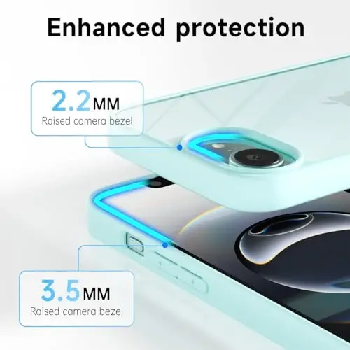 LoeoeL for iPhone 16e Case Clear, Transparent Hybrid 16e Phone Case [Hard Plastic & Soft Silicone Bumper] Acrylic Non Yellowing Thin Slim Protective Cover for Women, Teal - 5