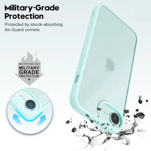 LoeoeL for iPhone 16e Case Clear, Transparent Hybrid 16e Phone Case [Hard Plastic & Soft Silicone Bumper] Acrylic Non Yellowing Thin Slim Protective Cover for Women, Teal - 6