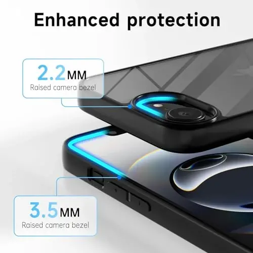 LoeoeL for iPhone 17e 16e Case Clear, Transparent Hybrid 17e 16e Phone Case [Hard Plastic & Soft Silicone Bumper] Acrylic Non Yellowing Thin Slim Protective Cover for Women, Black - 4