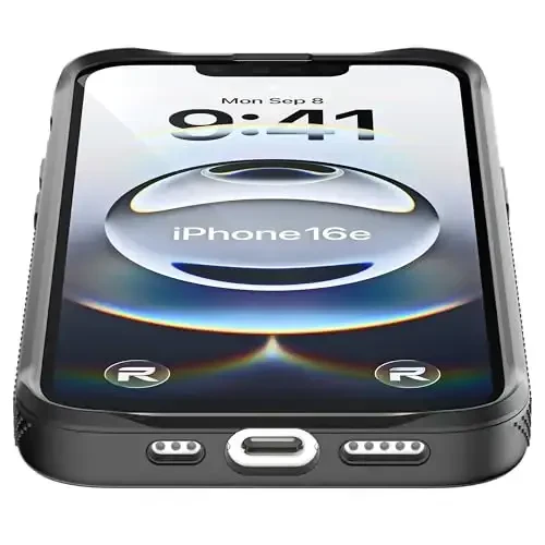 REBEL Air Case for iPhone 16e [Air² Series] Compatible with MagSafe, Strong Magnets, Grippy Sides, Slim & Lightweight TPU Cover, Protective Corners, Raised Lens Ring, 6.1 Inch Phone 2025 (Black) - 3