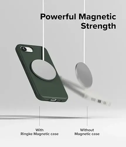 Ringke Onyx for iPhone 17e Case and iPhone 16e Case [Compatible with MagSafe] Oil & Dirt Resistant, Individual Lens Covers for Cameras, Non-Slip Enhanced Grip Lightweight Cover - Magnetic Dark Green - 4