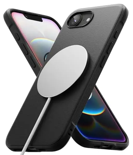 Ringke Onyx for iPhone 17e Case and iPhone 16e Case [Compatible with MagSafe] Oil & Dirt Resistant, Individual Lens Covers for Cameras, Non-Slip Enhanced Grip Lightweight Cover - Magnetic Black - 2