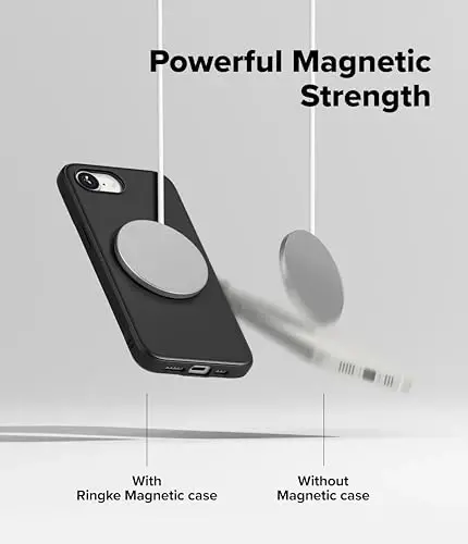 Ringke Onyx for iPhone 17e Case and iPhone 16e Case [Compatible with MagSafe] Oil & Dirt Resistant, Individual Lens Covers for Cameras, Non-Slip Enhanced Grip Lightweight Cover - Magnetic Black - 4