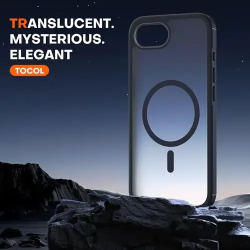 TOCOL for iPhone 16e Case, Upgraded Full Camera Protection, Compatible with Magsafe, Drop Protection, Translucent Magnetic Matte Phone Case for iPhone 16e 6.1 inch (Black) - 11