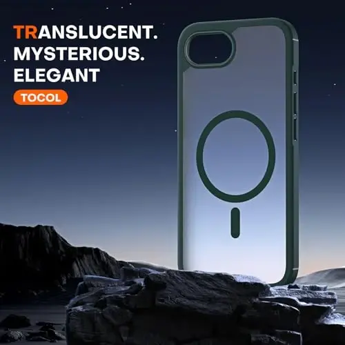 TOCOL Magnetic for iPhone 16e Case, Upgraded Full Camera Protection, Compatible with Magsafe, Drop Protection, Translucent Matte Back Bumper for iPhone 16e 6.1-Inch (Alpine Green) - 5