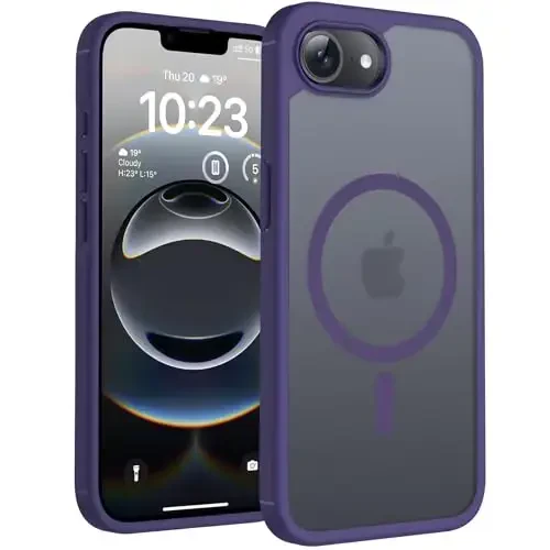 TOCOL Magnetic for iPhone 16e Case, Upgraded Full Camera Protection, Compatible with Magsafe, Drop Protection, Translucent Matte Back Bumper for iPhone 16e 6.1-Inch (Purple) 